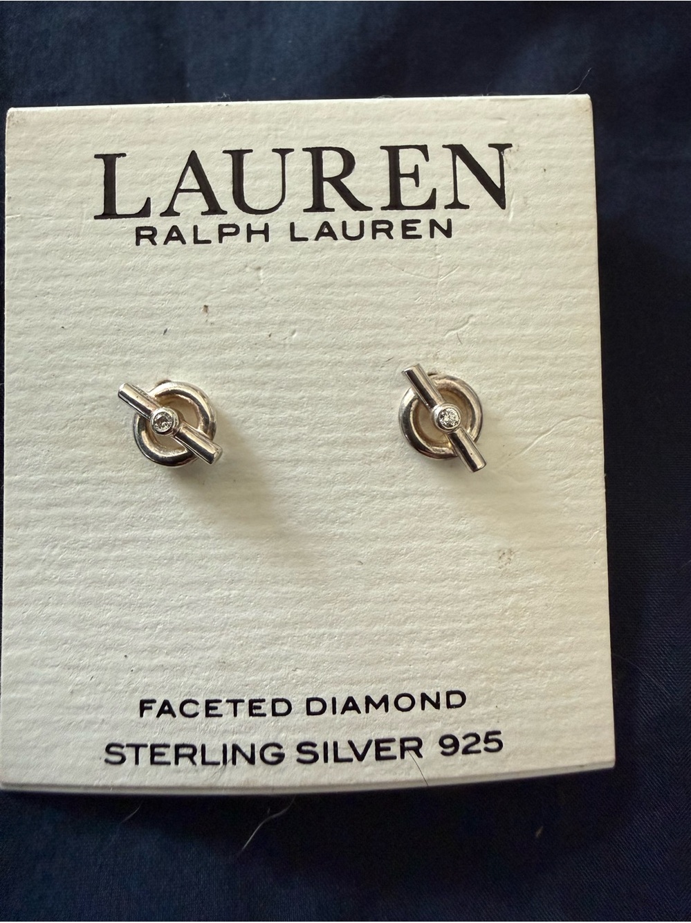 Ralph Lauren Sterling silver and faceted diamond earrings NWT